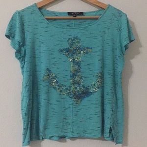 3/$20 B.L.E.U. Small Anchor crop top.